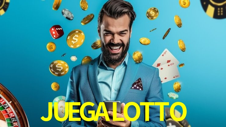 Una escena digital vívida inspirada en casino con JUEGALOTTO mostrado prominentemente, luces brillantes, fichas, cartas y acentos dorados.