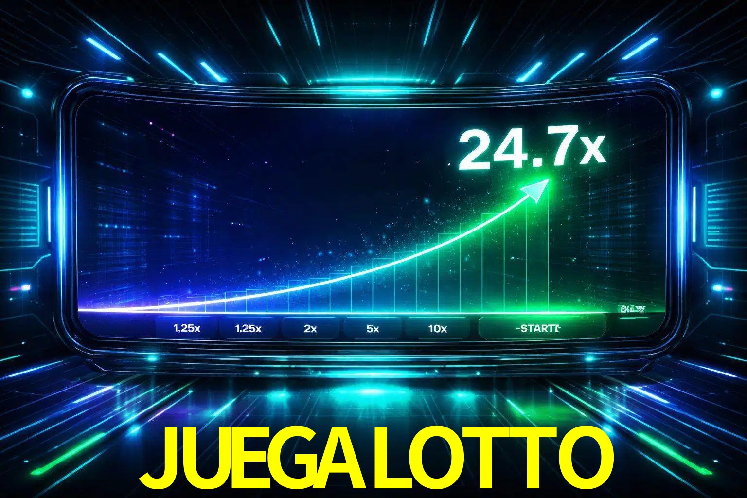 Una pantalla moderna de juego estilo crash con multiplicadores ascendentes, visuales de neón y una interfaz intensa enfocada en la acción.